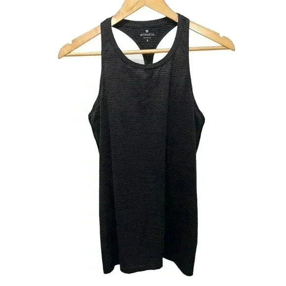 Athleta Striped Chi Tank Size Small Dark Gray Racerback Women's Athletic - Picture 1 of 7